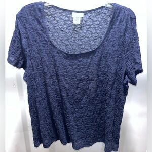 Jaclyn Smith Navy Lace Short Sleeve Top